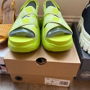 UGG Neon Lime Strap Platform Sandals
